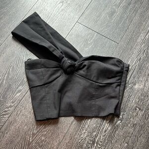 Zara crop one sleeve top with knot size small black